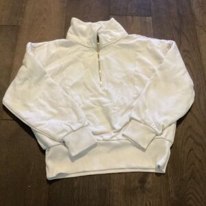 White Half-Zip Pullover with Gold Zipper